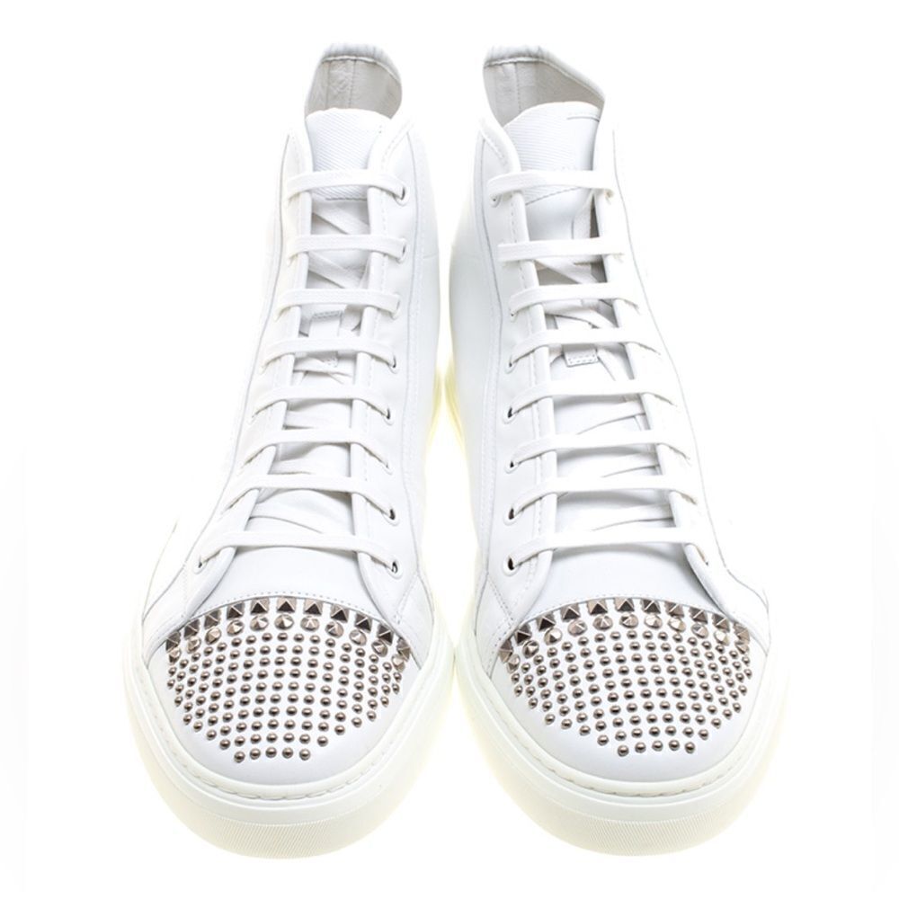 Gucci sneakers high top white leather trainers with studs. 38.5/8.5